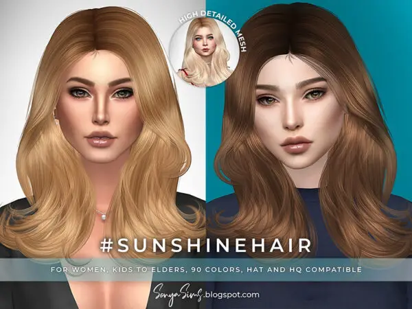 Sonya Sims: Anna, Cosmic Conflict and Sunshine Hairs for Sims 4