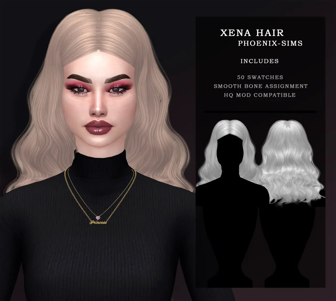 Phoenix Sims: Xena, Elise and Riley Hairs - Sims 4 Hairs