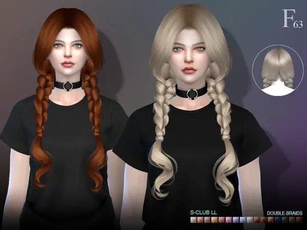 The Sims Resource: Hair n63 Braids by S Club for Sims 4