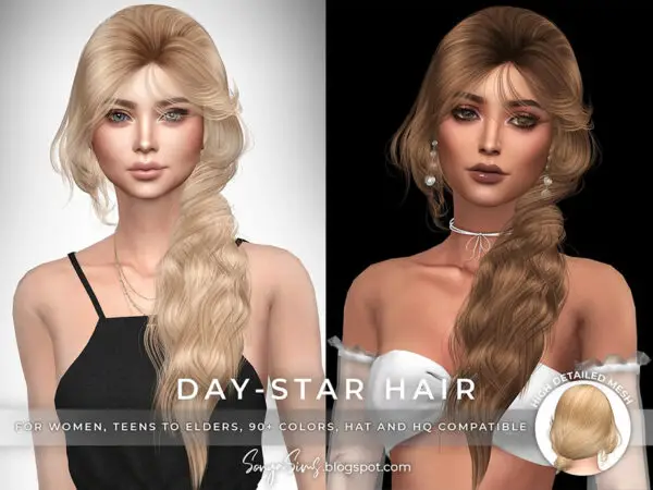 The Sims Resource: Day Star Hair by SonyaSimsCC for Sims 4