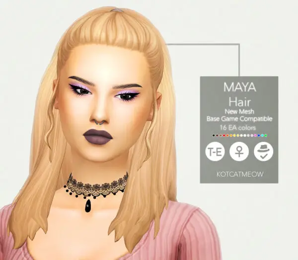 Kot Cat: Maya Hairstyle retextured for Sims 4
