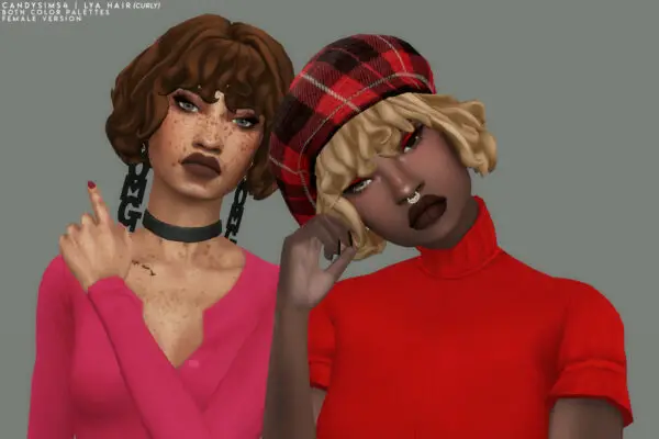 Candy Sims 4: Lya Hairstyle Curly Edition for Sims 4
