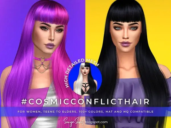 The Sims Resource: Cosmic Conflict Hair by SonyaSimsCC for Sims 4