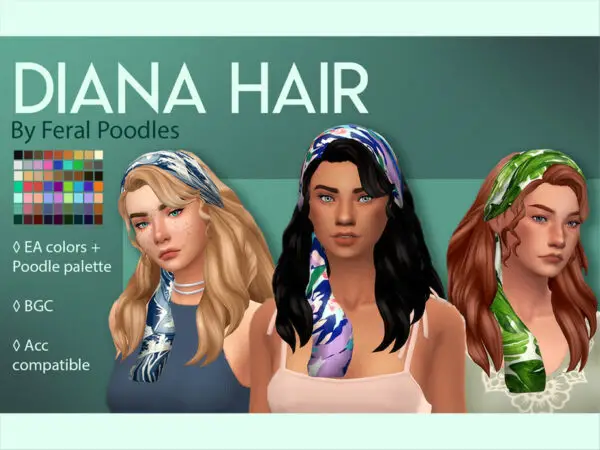 The Sims Resource: Diana Hair by feralpoodles for Sims 4