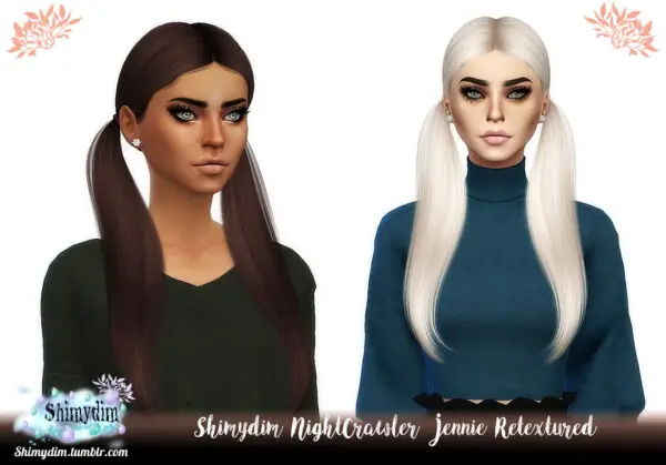 Shimydim: NightCrawler`s Jennie Hair Retextured for Sims 4