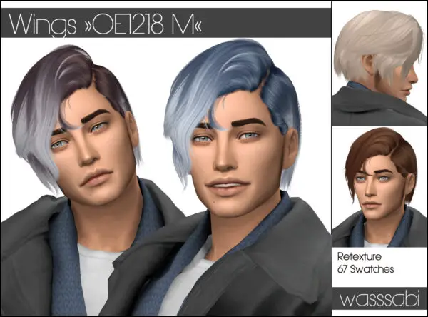 Wasssabi Sims: Wings OE1218M hair retextured for Sims 4