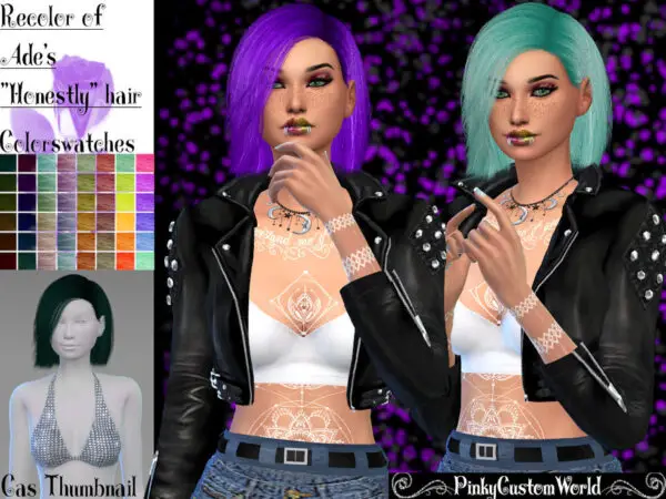 The Sims Resource: Ades Honestly hair recolor by PinkyCustomWorld for Sims 4