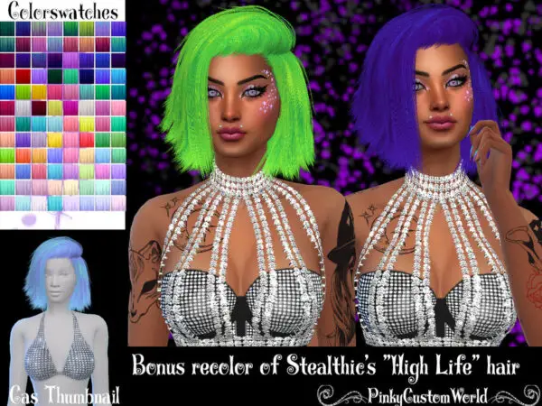 The Sims Resource: Stealthics High Life hair by PinkyCustomWorld for Sims 4