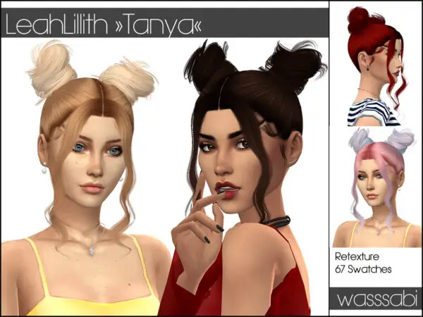 Wasssabi Sims: LeahLillith`s Tanya Hair retextured for Sims 4