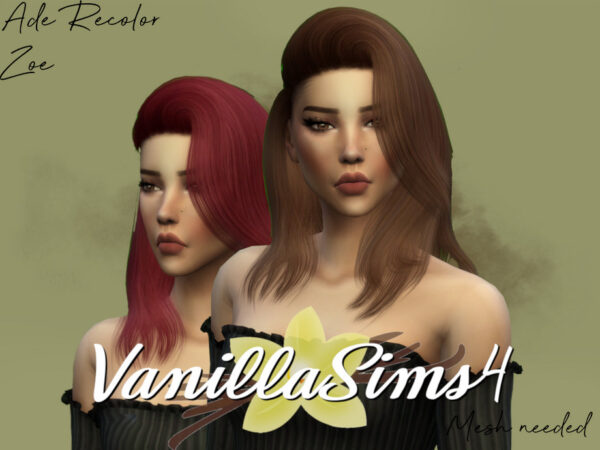 The Sims Resource: AdeDarma`s Zoe hair recolored by VanillaSims4 for Sims 4