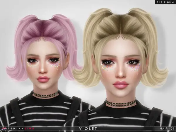 The Sims Resource: Violet hair 131 by TsminhSims for Sims 4