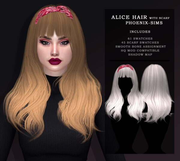 Phoenix Sims: Jenn Hair, Maribel Hair and Alice Hair for Sims 4