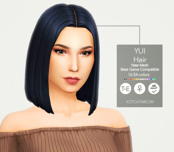 Kot Cat: Yui Hairstyle remake for Sims 4