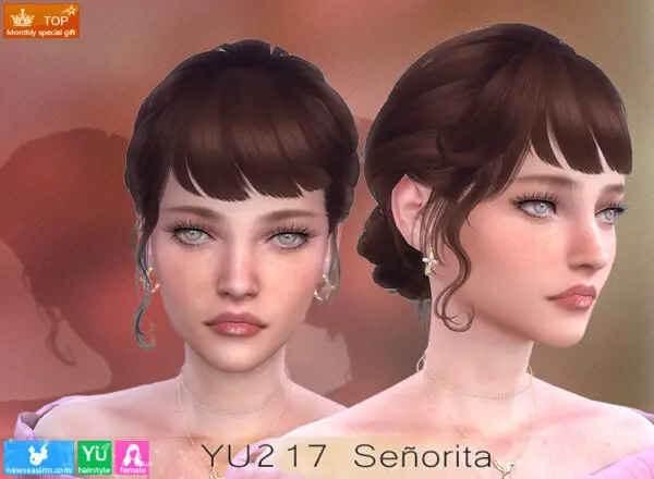 NewSea: YU217 Senorita Top Hairstyle for Sims 4