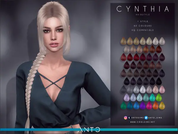 The Sims Resource: Cynthia Hair by Anto for Sims 4