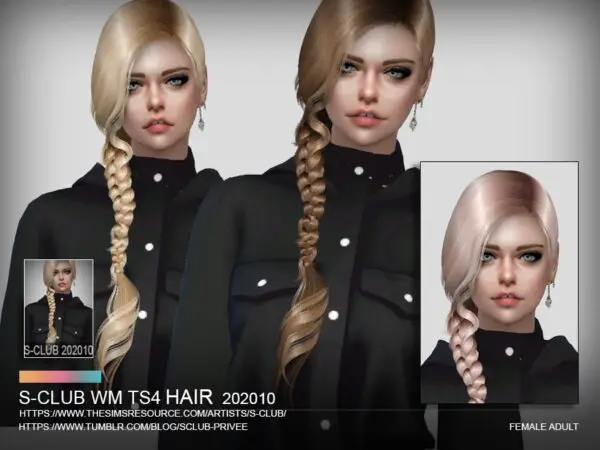 The Sims Resource: Hair 202010 by S Club for Sims 4
