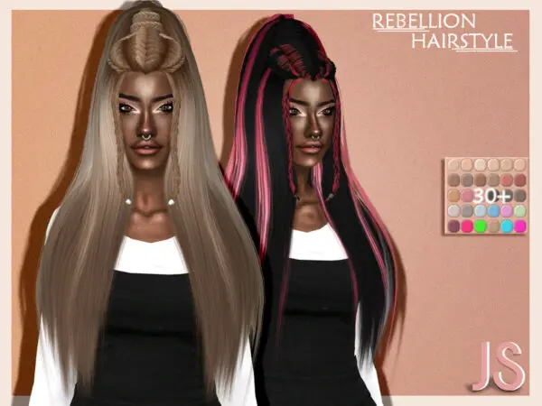 The Sims Resource: Rebellion Hair by JavaSims for Sims 4