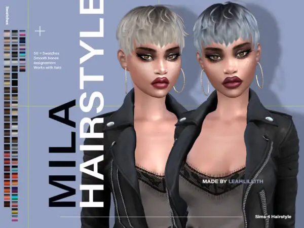 The Sims Resource: LeahLillith Mila Hair for Sims 4