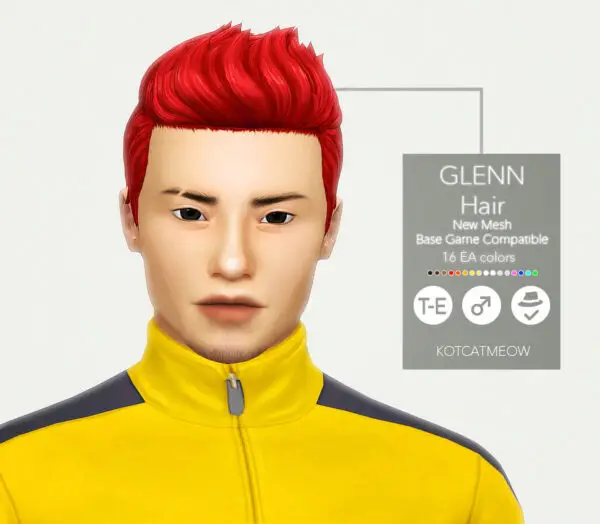 Kot Cat: Glen Hair for Sims 4