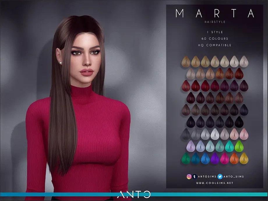 The Sims Resource: Marta Hairstyle by Anto - Sims 4 Hairs