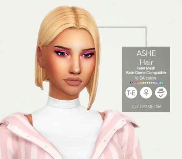 Kot Cat: Ashe Hair for Sims 4