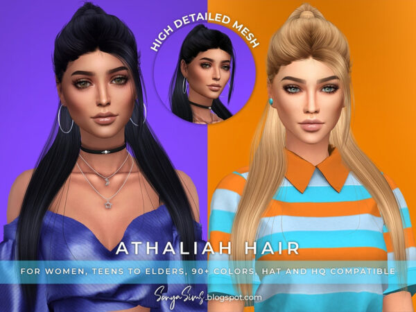 The Sims Resource: Athaliah Hair by SonyaSimsCC for Sims 4