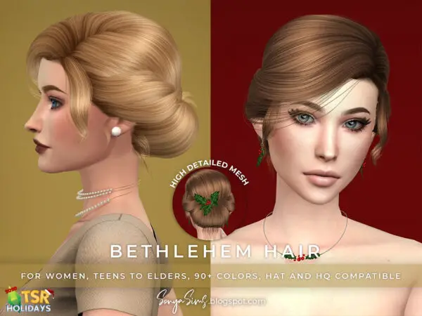 The Sims Resource: Bethlehem Hair by SonyaSimsCC for Sims 4