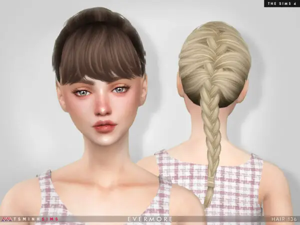 The Sims Resource: Evermore Hair 136 by TsminhSims for Sims 4