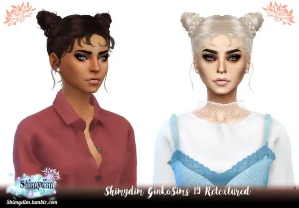 Shimydim: GinkoSims 19 Hair Retextured for Sims 4