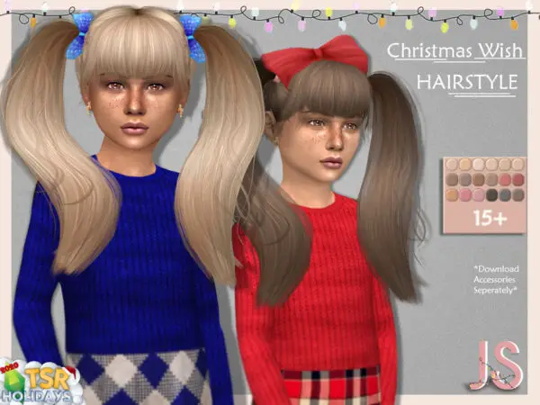 The Sims Resource: Holiday Wonderland Christmas Wish Hair by JavaSims for Sims 4