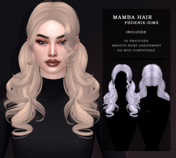 Phoenix Sims: Kristen, Mamba, Campbell and Lola Hair for Sims 4
