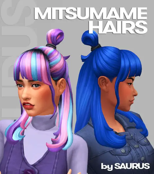 Saurus Sims: Mitsumame Hairs for Sims 4