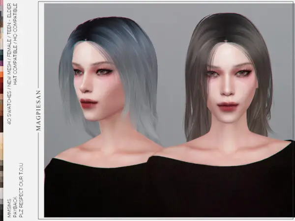 The Sims Resource: Payback Hair by magpiesan for Sims 4