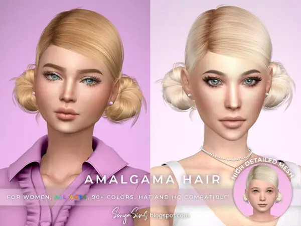 The Sims Resource: Amalgama Hair by SonyaSims for Sims 4