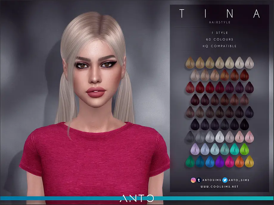 The Sims Resource: Anto Tina Hairstyle ~ Sims 4 Hairs