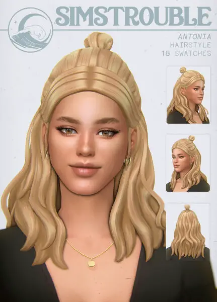 Simstrouble: Antonia Hair for Sims 4