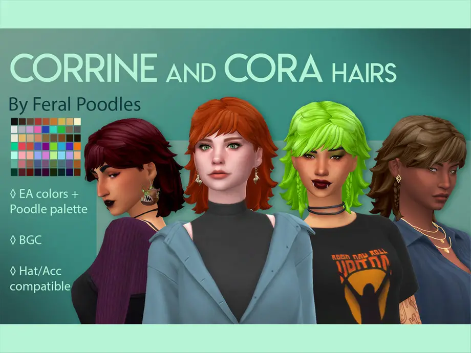 The Sims Resource: Corrine Hair by feralpoodles - Sims 4 Hairs