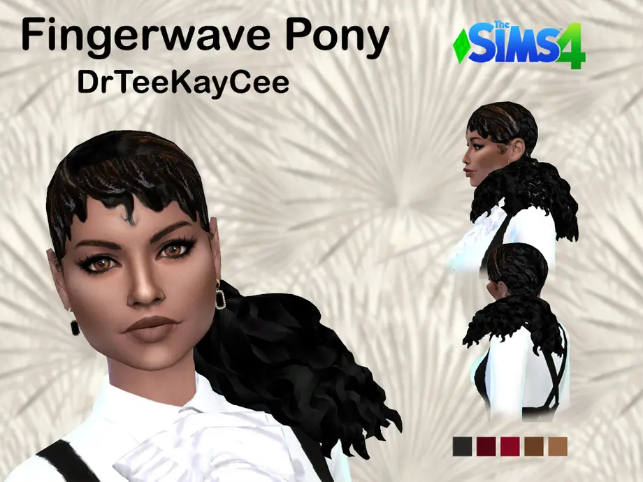 The Sims Resource Finger Wave Pony Hair By Drteekaycee Sims 4 Hairs ...