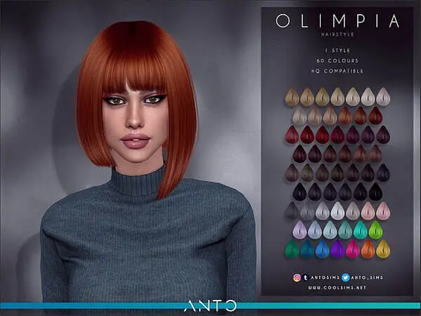 The Sims Resource: Olimpia Bob Hairstyle by Anto for Sims 4