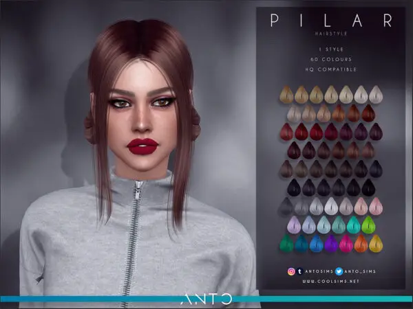 The Sims Resource: Pilar Hair by anto for Sims 4