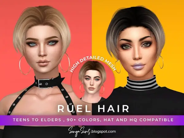 The Sims Resource: Hillsong and Ruel Hairs for Sims 4