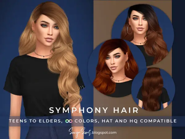 Sonya Sims: Symhony and Most High Hair for Sims 4