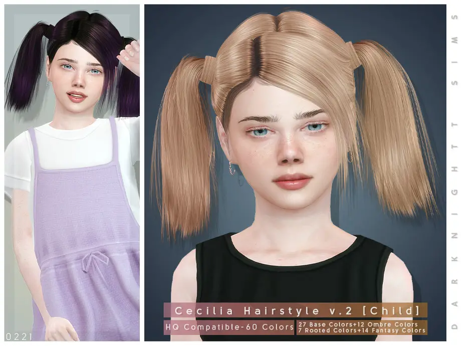 DarkNighTt Cecilia Hairstyle V2 ~ The Sims Resource - Sims 4 Hairs