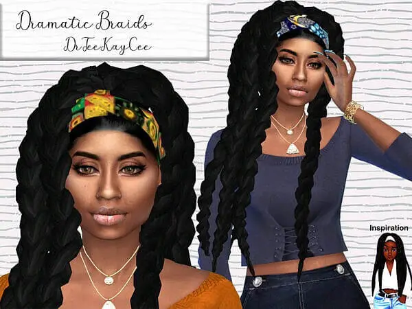 Dramatic Braids by drteekaycee ~ The Sims Resource for Sims 4