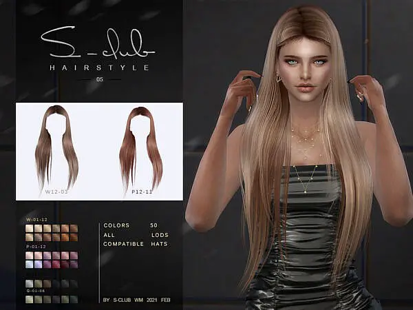 Long hair 202105 by S Club ~ The Sims Resource for Sims 4