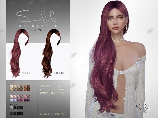 N71 Kayla Hair by S Club ~ The Sims Resource for Sims 4