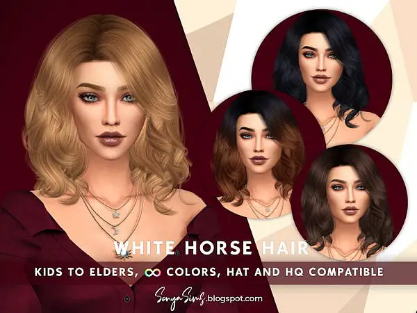 White Horse Hair ~ Sonya Sims for Sims 4