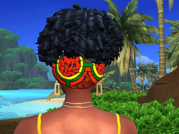 Afro Curls with Hair Wrap ~ The Sims Resource for Sims 4