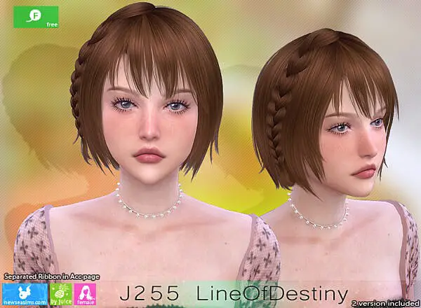 J255 Line Of Destiny Hair ~ NewSea for Sims 4