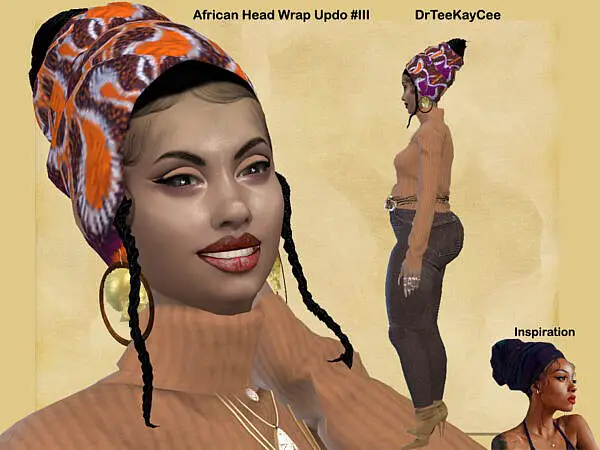 African Head Wrap Updo III by drteekaycee ~ The Sims Resource for Sims 4
